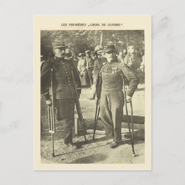 Världskrig I, första "Croix du Guerre" Vykort (Framsida)
