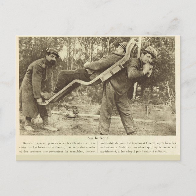 Världskrig I, Frankrike, transport av sårade Vykort (Framsida)