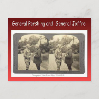Världskrig I, general Pershing och general Joffre Vykort