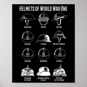 Världskrig I Soldier Helmet Charts Poster