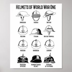 Världskrig I Soldier Helmet Charts Poster