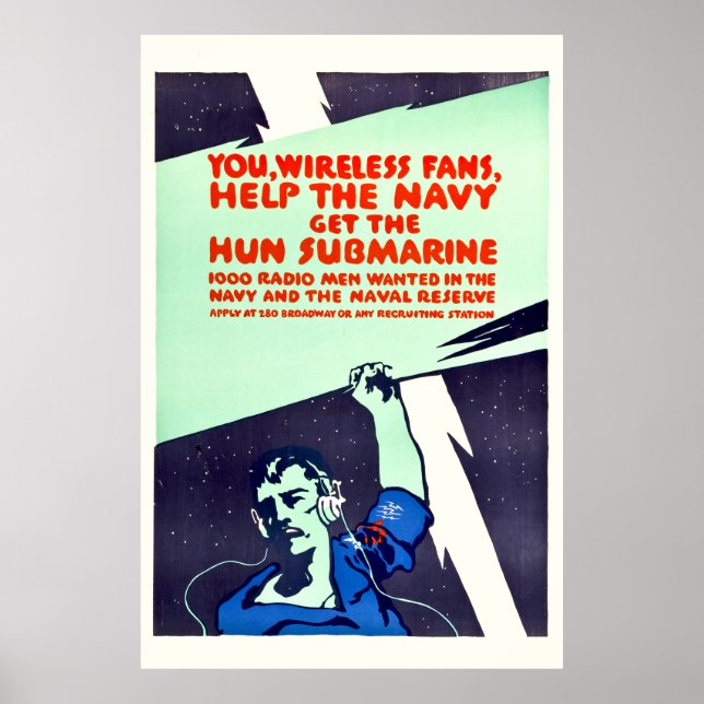 Världskrig I Trådlösa Radio Propaganda Poster (Framsidan)