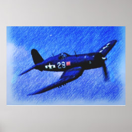 VÄRLDSKRIG II CORSAIR BLACK SHEET SQUADRON POSTER