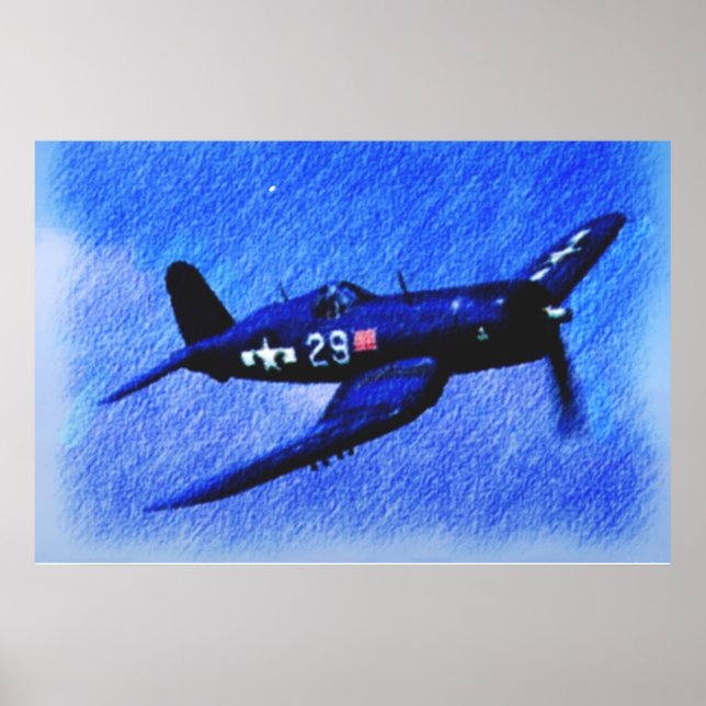 VÄRLDSKRIG II CORSAIR BLACK SHEET SQUADRON POSTER (Framsidan)