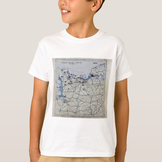 Världskrig II D-dagen Karta 6 juni 1944 T-shirt (Framsida)