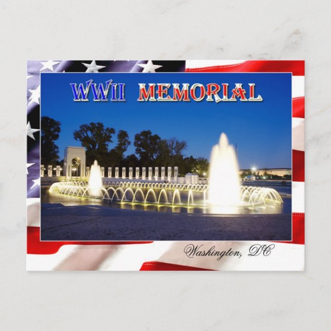 Världskrig II Memorial i Washington, DC på natten Vykort (Framsida)