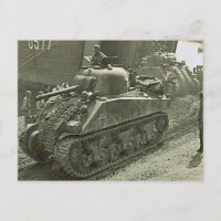 Världskrig II Sherman tank ilandstigit från LST
