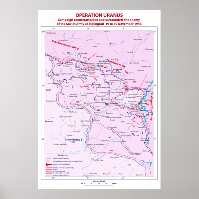 Världskrig II Striden mot Stalingrad Operation Ura Poster (Framsidan)