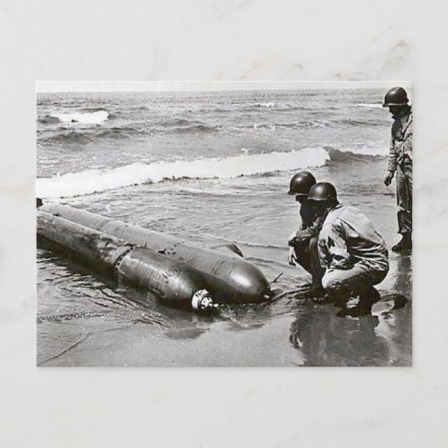 Världskrig II Torpedo på stranden, ANzio Vykort (Framsida)