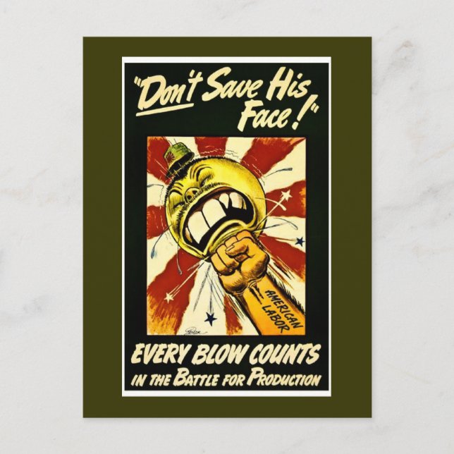 världskrig II - Vintage - American Labour Vykort (Framsida)