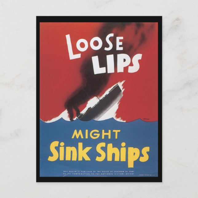 Världskrig II Vykort för förlorad Läppar (Framsida)