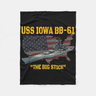 Världskrig II Warship Uss Iowa&amp; WW2 Bb-61 Batt Fleecefilt