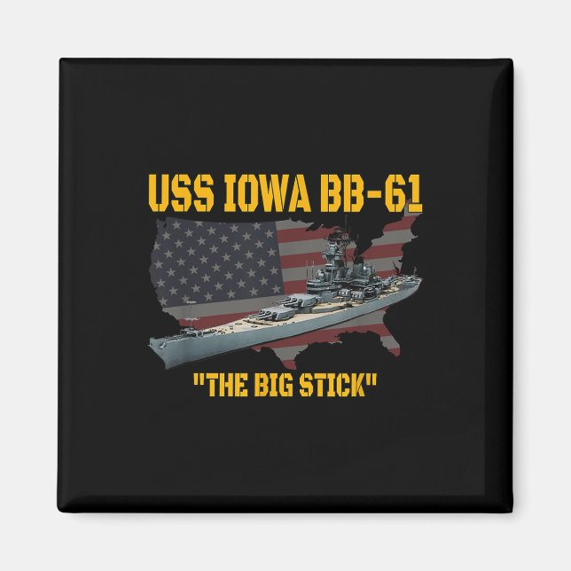 Världskrig II Warship Uss Iowa&amp; WW2 Bb-61 Batt Magnet (Framsidan)