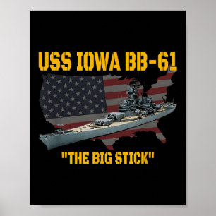 Världskrig II Warship Uss Iowa& WW2 Bb-61 Batt Poster