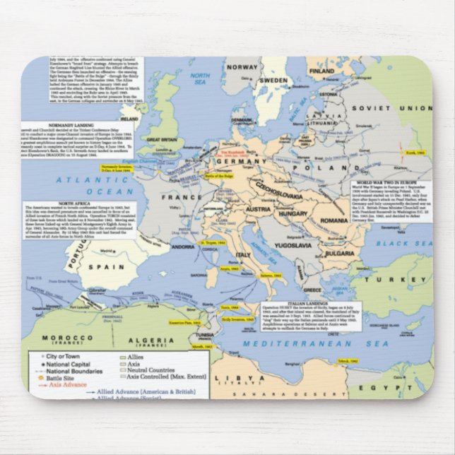 Världskrig två i Europa Mousemat Musmatta (Framsidan)