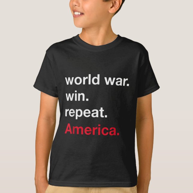 Världskrig Win Repeat American Land Defender Jul T Shirt (Framsida)
