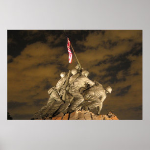 Världskriget II Iwo Jima Memorial Arlington VA Poster