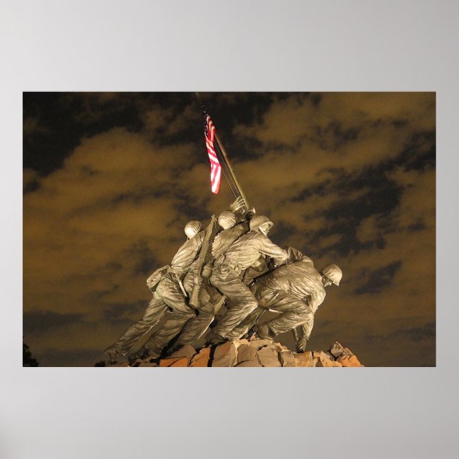 Världskriget II Iwo Jima Memorial Arlington VA Poster (Framsidan)