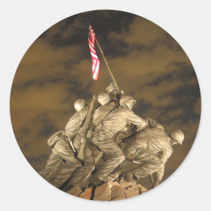 Världskriget II Iwo Jima minnes- Arlington VA Runt Klistermärke