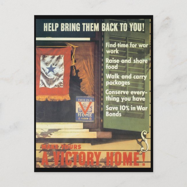 Världskriget Victory Home 2 Vykort (Framsida)