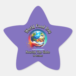 Världslivsmedelsdagen. Globe. Stjärnformat Klistermärke