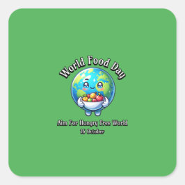 Världslivsmedelsdagen. Syfte för Hungriga fria vär Fyrkantigt Klistermärke