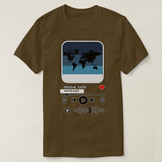 världsmarmusik i musikspelare t shirt (Design framsida)