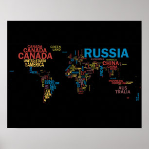 VÄRLDSMARTA MED LAND NAMN POSTER