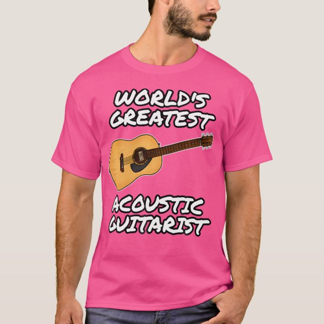 Världsmästare Acoustic Guitarist Guitar Teacher T Shirt (Framsida)