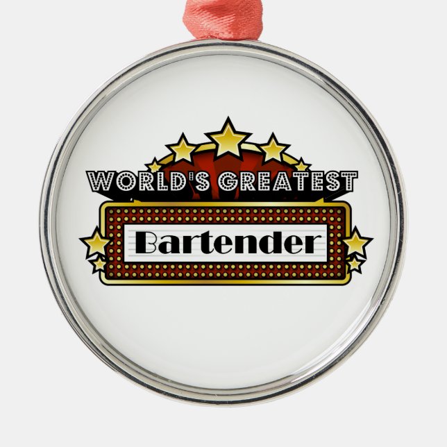 Världsmästare Bartender Julgransprydnad Metall (Framsidan)