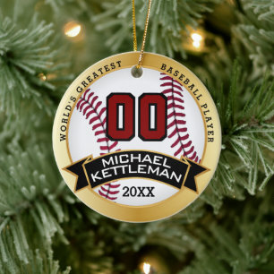 Världsmästare Baseball Player Ceramic Ornamic Julgransprydnad Keramik