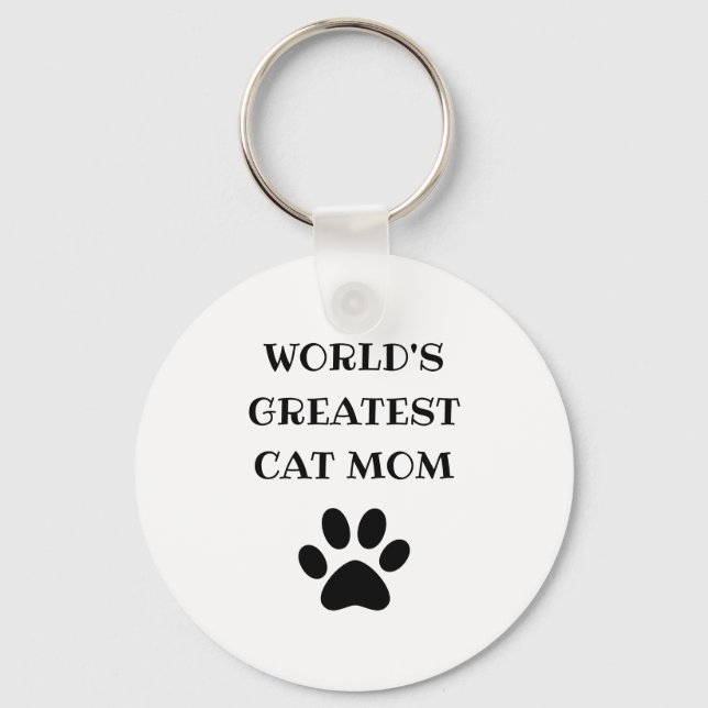Världsmästare Cat Mamma Anpassningsbar Text Person Nyckelring (Framsida)