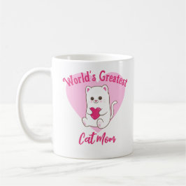 Världsmästare Cat Mamma Funny Cute Rosa Heart Kaffemugg