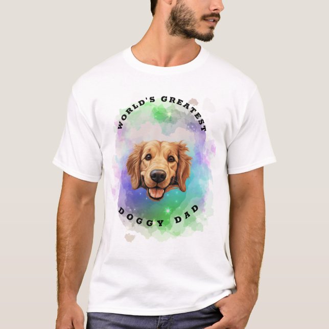 Världsmästare Doggy Pappa - Golden Retriever T Shirt (Framsida)