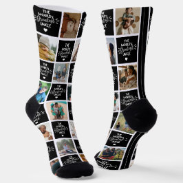 Världsmästare farbror Black Photo Collage Socks