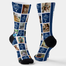 Världsmästare farbror Blue Foto Collage Socks
