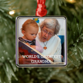 Världsmästare Grandma Photo Skapar din egen Julgransprydnad Metall