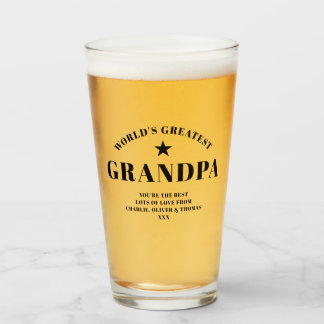 Världsmästare GRANDPA Black Personlig Pint Glaskopp