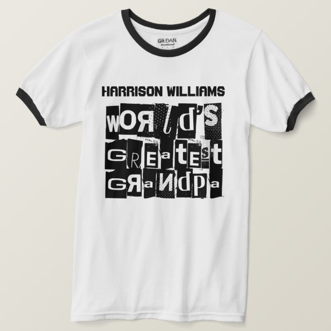 Världsmästare Grandpa Coola Modern Black Text T Shirt (Design framsida)