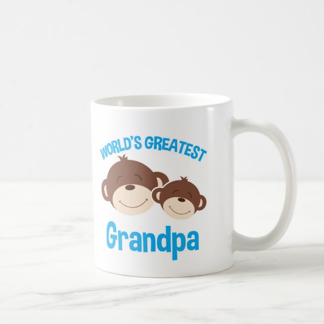 Världsmästare Grandpa Cute Monkey Mugg (Höger)
