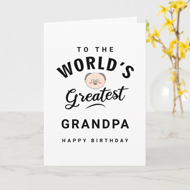 Världsmästare Grandpa Typography Grattis på födels Kort (Gul blomma)