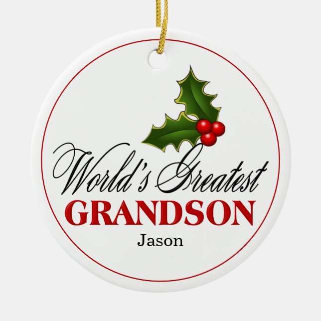 Världsmästare Grandson Julgransprydnad Keramik (Framsidan)