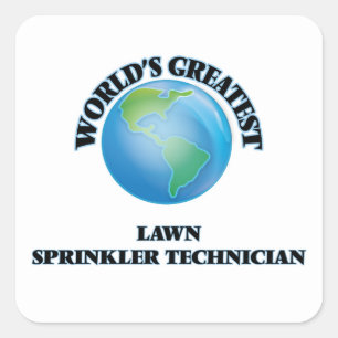 Världsmästare Gräsmatta Sprinkler Technician Fyrkantigt Klistermärke