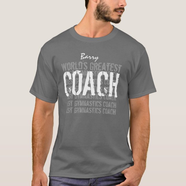 Världsmästare GYMNASTICS Coach GRÅTT V05 T Shirt (Framsida)