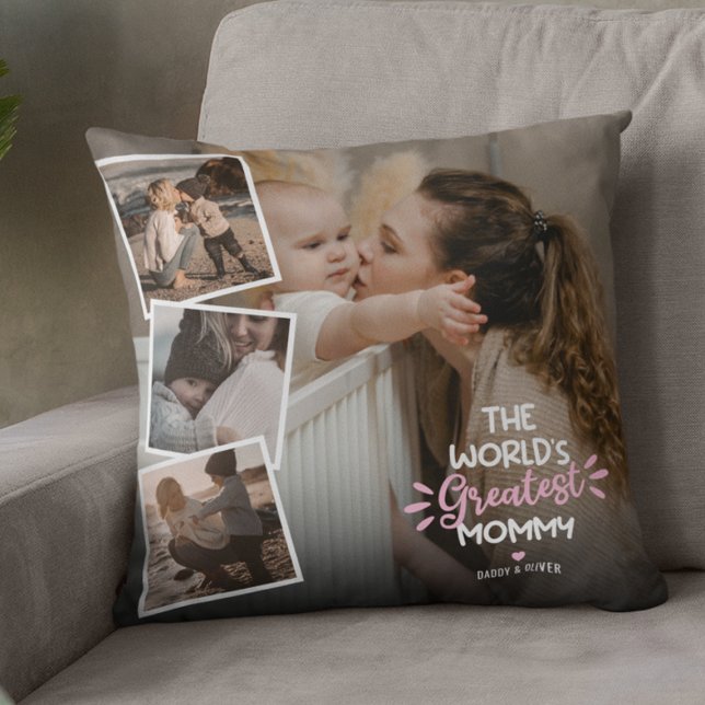 Världsmästare Mamma 4 Photo Dekorativ kudde (Skapare uppladdad)