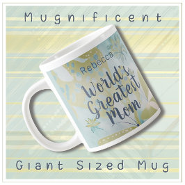 Världsmästare Mamma Mixed Media Blommigt Jumbo Mugg
