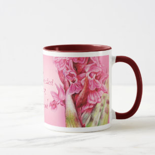 Världsmästare Mamma & rosa orchid art mugg