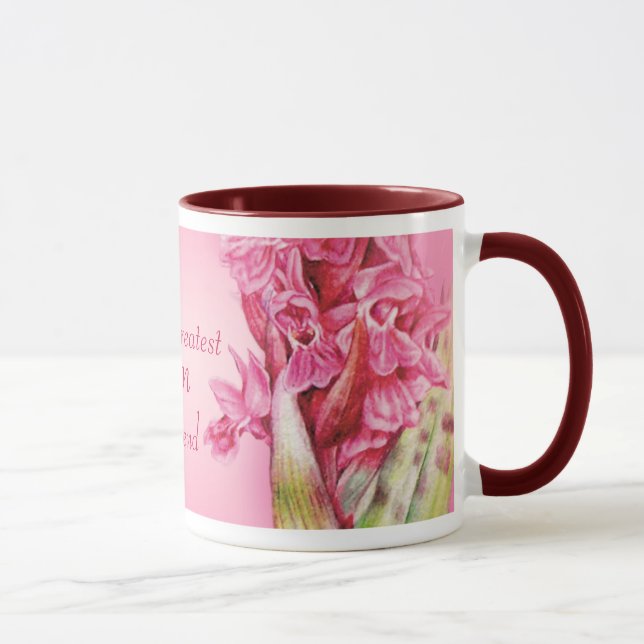 Världsmästare Mamma & rosa orchid art mugg (Höger)