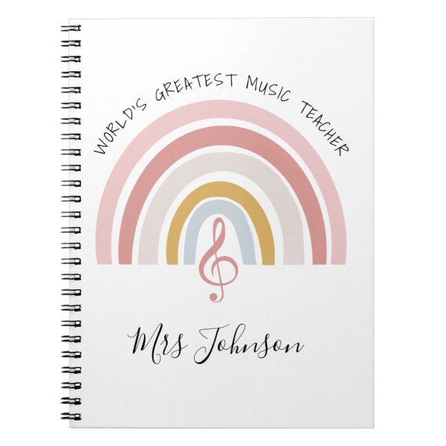 Världsmästare Music Teacher Anpassningsbar Rainbow Anteckningsbok (Framsidan)