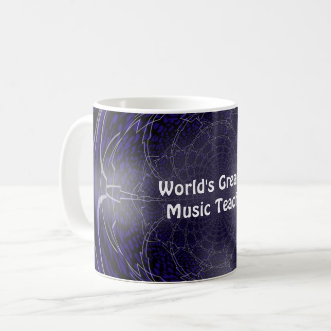 Världsmästare Music Teacher Fractal Kaffemugg (Framsida vänster)